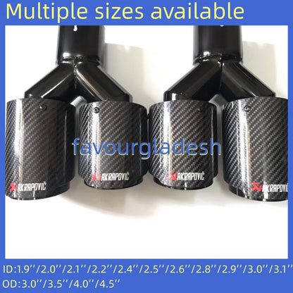 ya 6 8.24 baidi Set of 2 Akrapovic Glossy Carbon Fiber Tip Dual Muffler OD:76 89 101 114