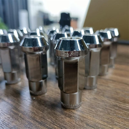 ya 10 9.16 baidi 20pcs M12x1.5 Lug Nuts 48mm Steel Open End Wheel Nuts Bolts w/Socket Key Silver