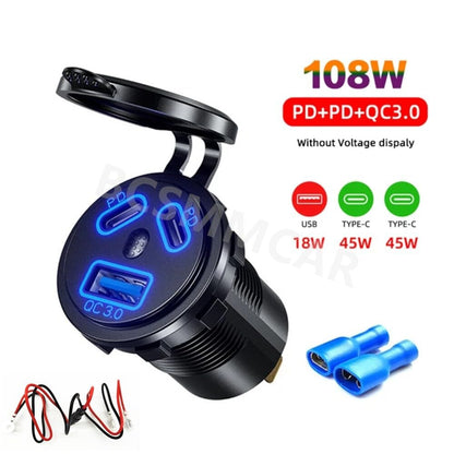 ya 6 8.24 baidi Dual PD USB for Charger Socket Power Outlet Adapter for Car Boat Motorcycle 12-24V