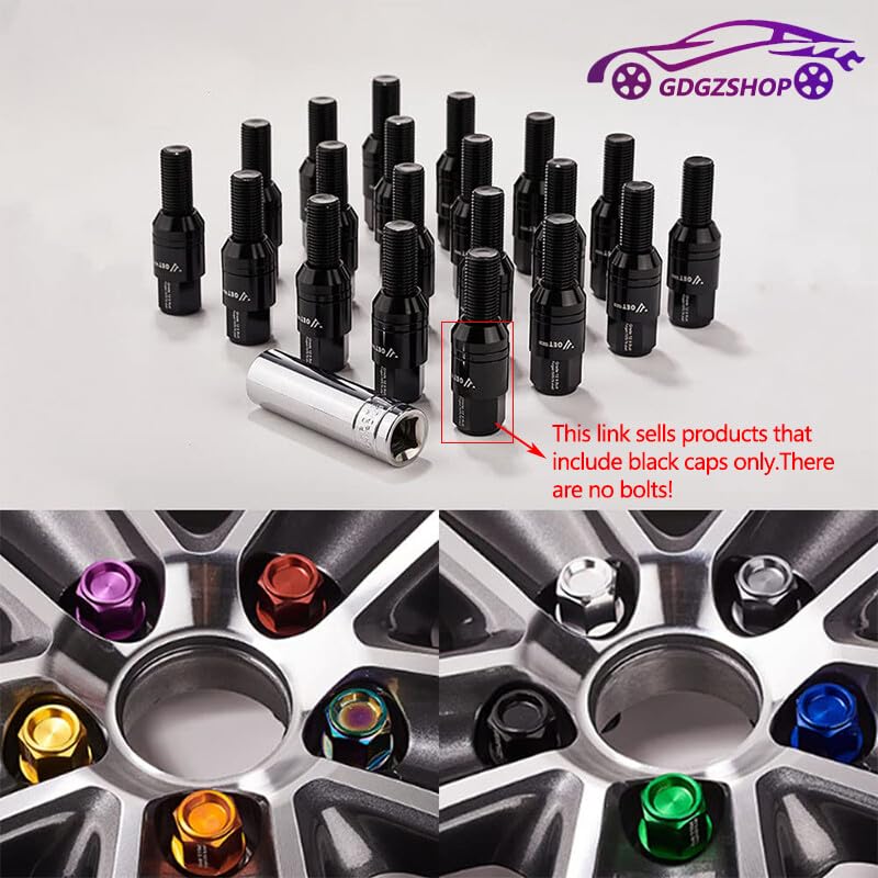 ya 10 9.16 baidi 20pcs Black Caps M14x1.25 28mm Shank Cone for SEAT Wheel Lug Bolts Replacement Cap
