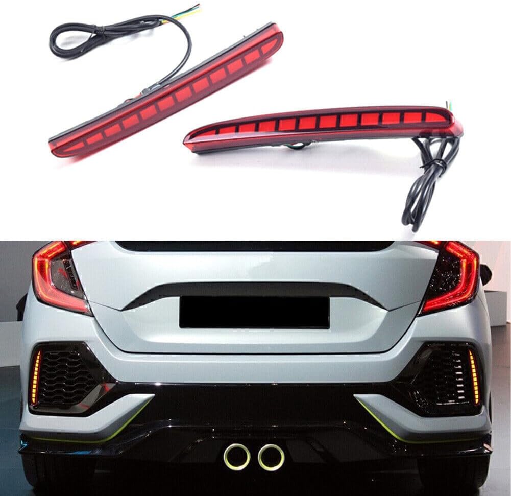 ya 4 8.8 Sequential Reflector LED Brake Light Fog Light for Honda Civic Hatchback 17-20