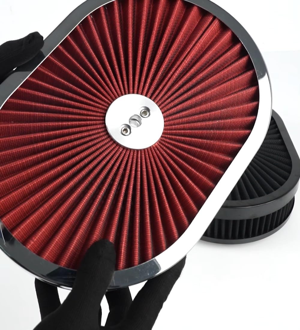 ya 13 9.15 baidi 12 Oval Super flow Thru Air Cleaner Washable For SBC for Chevy for d 5-1/8 Carb Neck