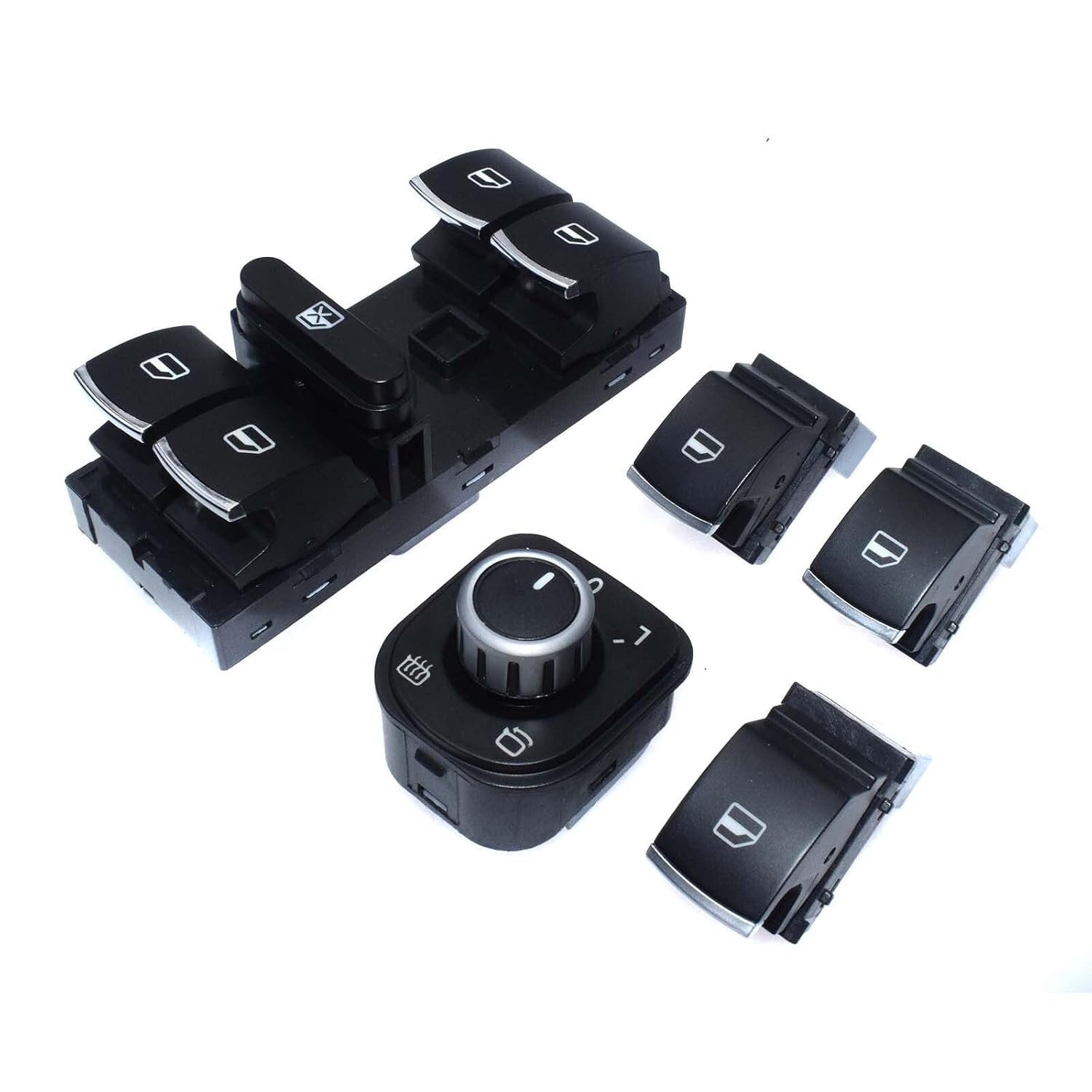ya 6 8.24 baidi 5-Piece Chrome Control Mirror Window Switch for VW for Jetta for Tiguan Passat for Golf 