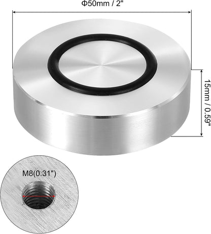 ya 26 10.21 baidi M8 50mm / 2 Dia 15mm Aluminum Disc Glass Top Adapter with Rubber Ring 4pcs-2
