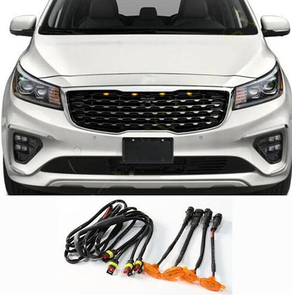 ya 4 8.10 4x for Kia Sedona 2014-2021 Front Grille Raptor Style LED Amber Light Grill Trim