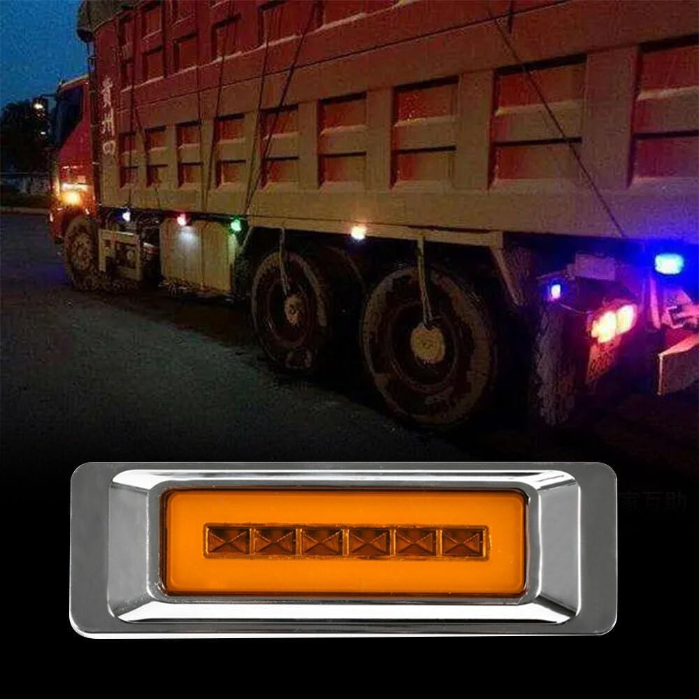 ya 14 9.20 zhengce 2pcs Amber Chrome Rectangle LED Side Marker Lights Truck Car Turn Signal La-1