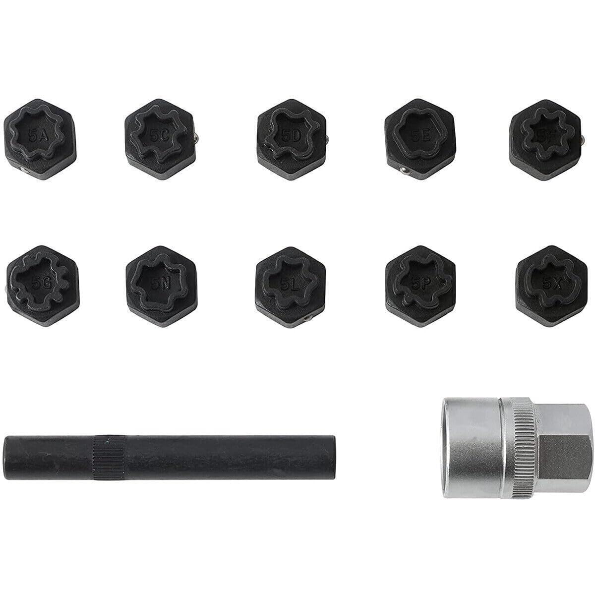 ya 10 9.16 baidi 12pcs Car Wheel Locking Lug Nut Master Set Lock Key Removal Tool Socket Kit