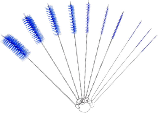 ya 26 10.21 baidi Long Straw Brush 8 Inch, 1 Set/10 Pcs Nylon Pipe Tube Cleaner, Dark Blue