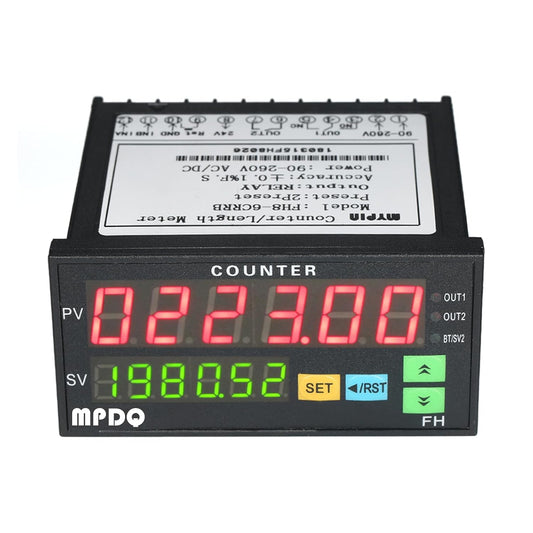 ya 16 10.20 baidi AC/ 90~265V Dual 6 Digits Light-Em ing Diode Digit Counter Length Meter I8Z8
