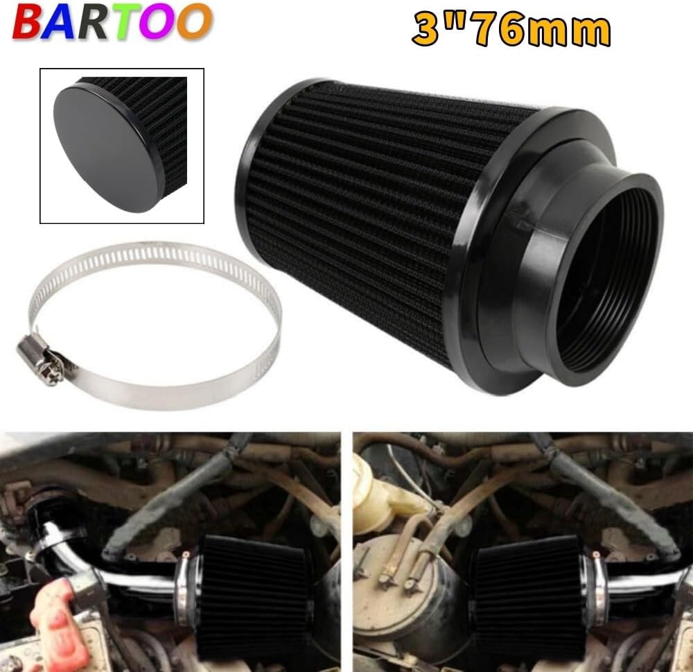 ya 12 10.8 baidi 3 76mm High Flow Inlet Dry Air Filter Cold Air Intake Cone Replacement