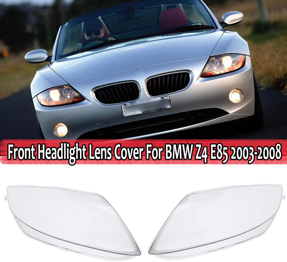 ya 7 8.24 baidi Pair for BMW Z4 E85 2003-2008 Car Headlight Headlamp Lens Cover Shell Left&Right