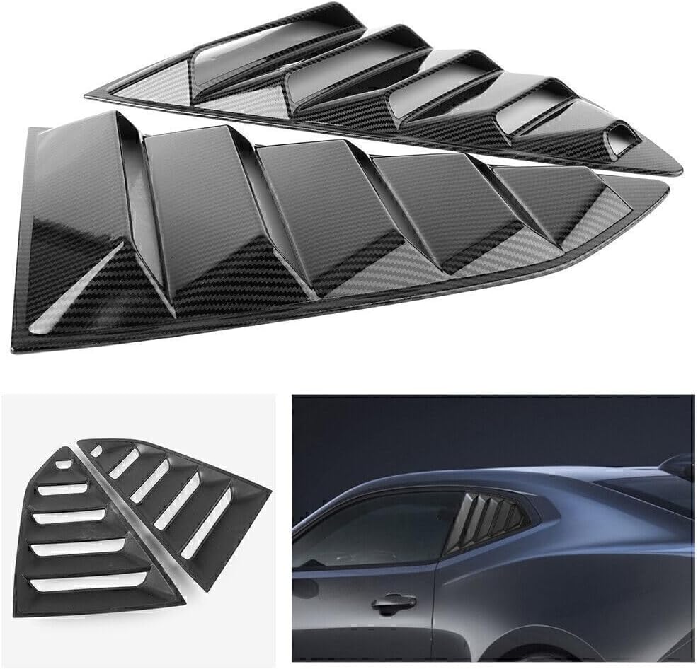ya 4 8.14 for Chevy Camaro 2016-2018 Rear Side Window Louver Cover Side Vent Carbon Fiber