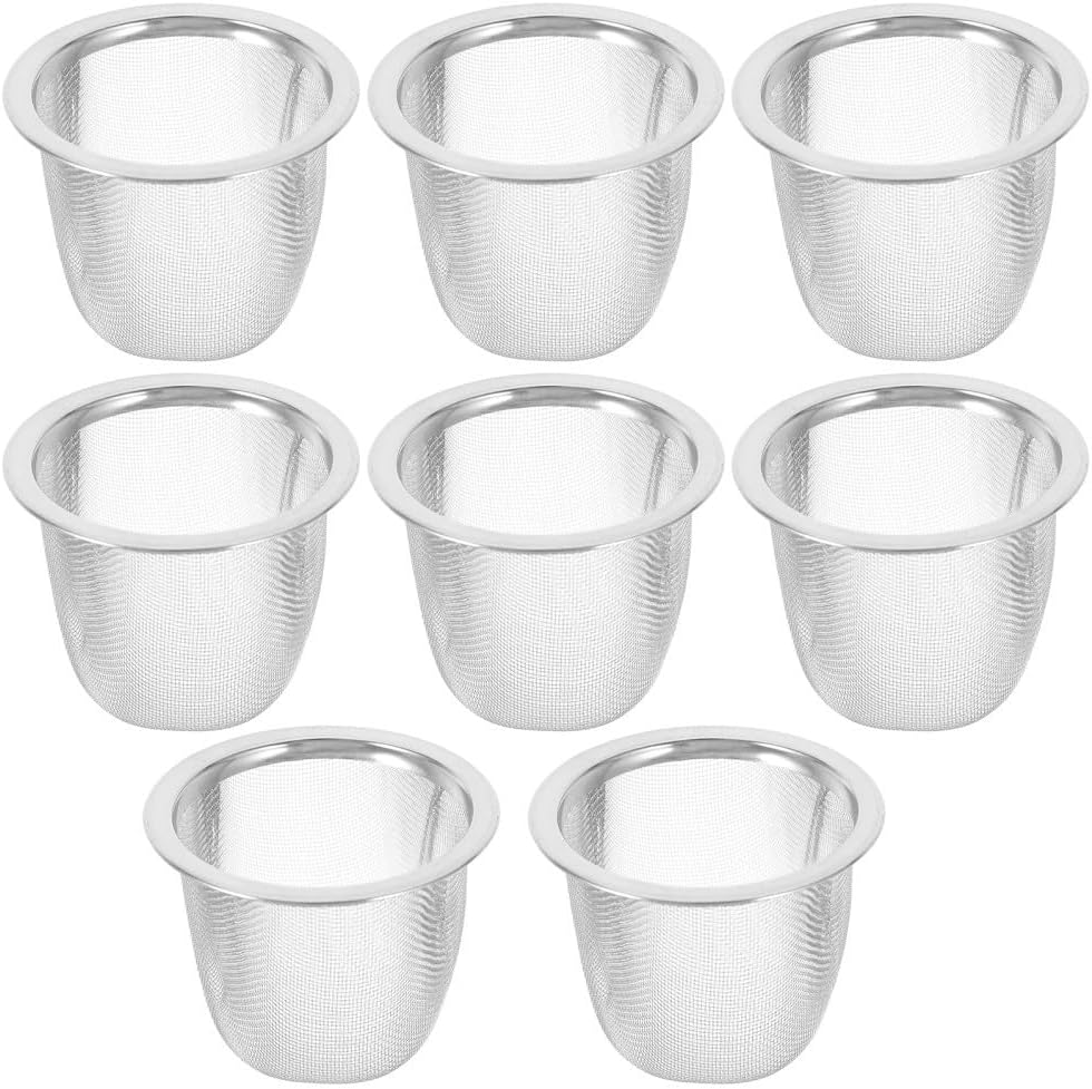 ya 14 9.20 baidi 8 Pcs Stainless Steel Tea Strainer Steeper for Loose Teapot Dad Metal Mesh-1