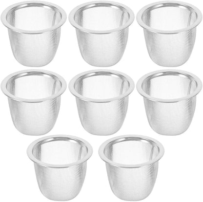 ya 14 9.20 baidi 8 Pcs Stainless Steel Tea Strainer Steeper for Loose Teapot Dad Metal Mesh-1