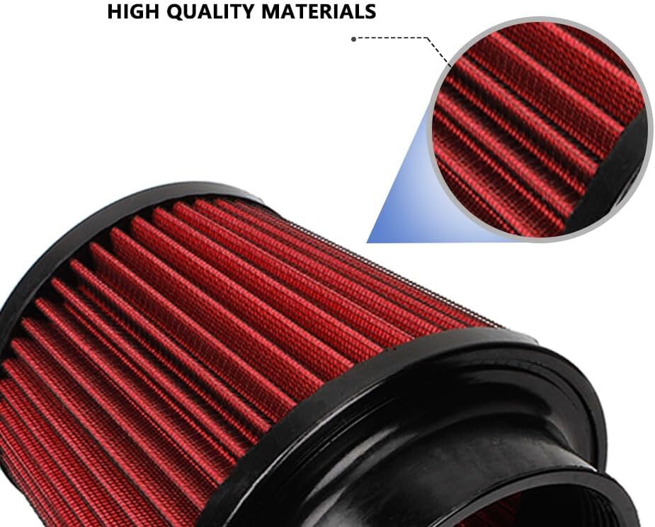 ya 13 9.15 baidi 4inch 100mm High Flow Inlet Cold Air Intake Cone Replacement Dry Air Filter Red
