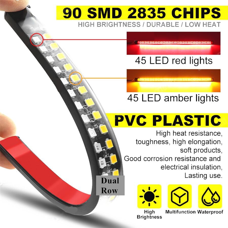 ya 5 8.24 baidi Motorcycle Led Rear Turn Signal Brake Light Stop Daytime Running Light 11.8in