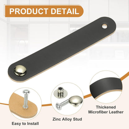 ya 26 10.21 baidi 4 Pcs Leather Drawer Pulls Single Hole Leather Handle with Screw Black