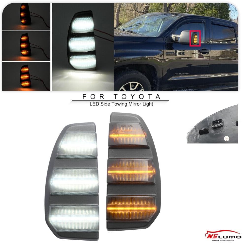 ya 7 8.24 baidi Fits 2007-2021 for Toyota Tundra Dynamic LED Trailing Mirrors Turn Signals Driving Lights 