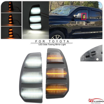 ya 7 8.24 baidi Fits 2007-2021 for Toyota Tundra Dynamic LED Trailing Mirrors Turn Signals Driving Lights 