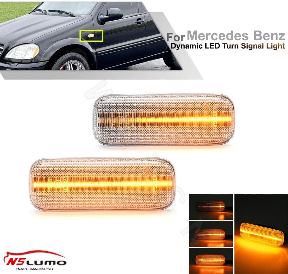ya 7 8.24 baidi Dynamic LED fender side marker turn signal lights for Mercedes-Benz W163 ML320 430 55 AMG