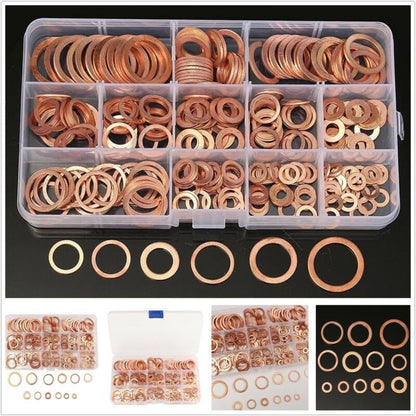 ya 12 10.8 baidi 12 Sizes 280x Solid Copper Crush Washers Seal Flat Ring Set for Car/Marine/Plant