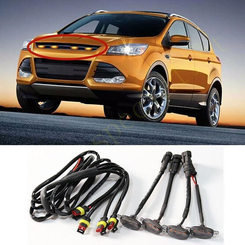 ya 7 8.24 baidi 4p for Ford Escape 2013-2016 Car Front Grille LED Light Raptor Style Smoky Trim