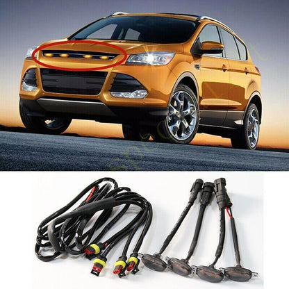 ya 7 8.24 baidi 4p for Ford Escape 2013-2016 Car Front Grille LED Light Raptor Style Smoky Trim