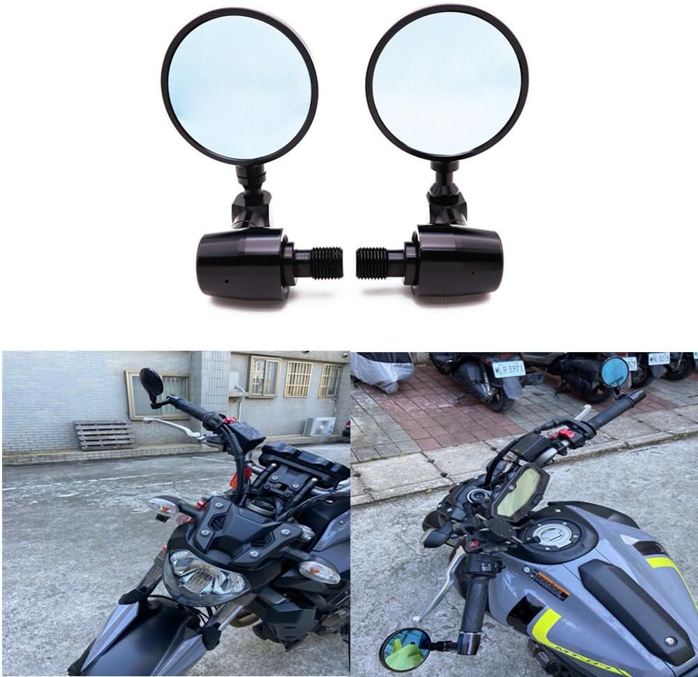 ya 2 8.15 Black Handlebar end Side Mirror W/ 16mm Bolt-on for Yamaha XJ6 MT-09 MT-07 MT-03