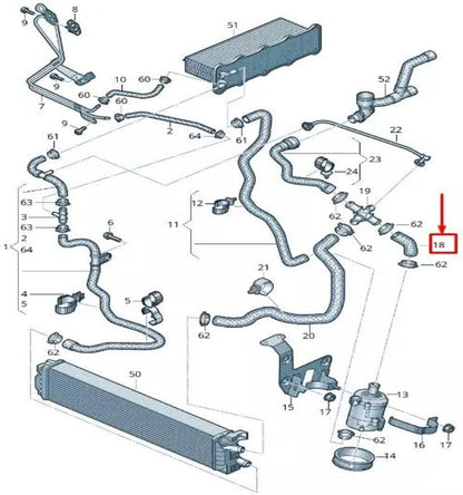 ya 11 9.14 baidi8W0121054C Engine Coolant Hose for Audi for A4 Avant B9