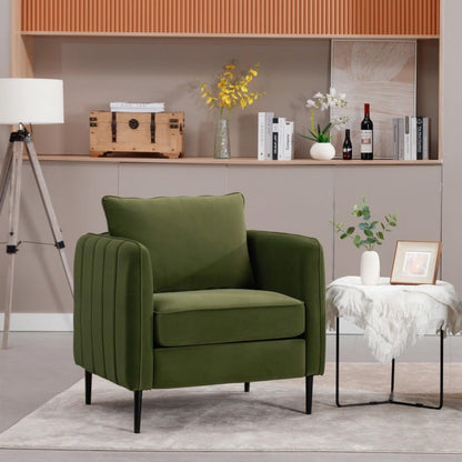 ya 28 10.13 baidi Green Accent for Living Room,Velvet Mid-Century Modern,1 Pillow+Metal Legs