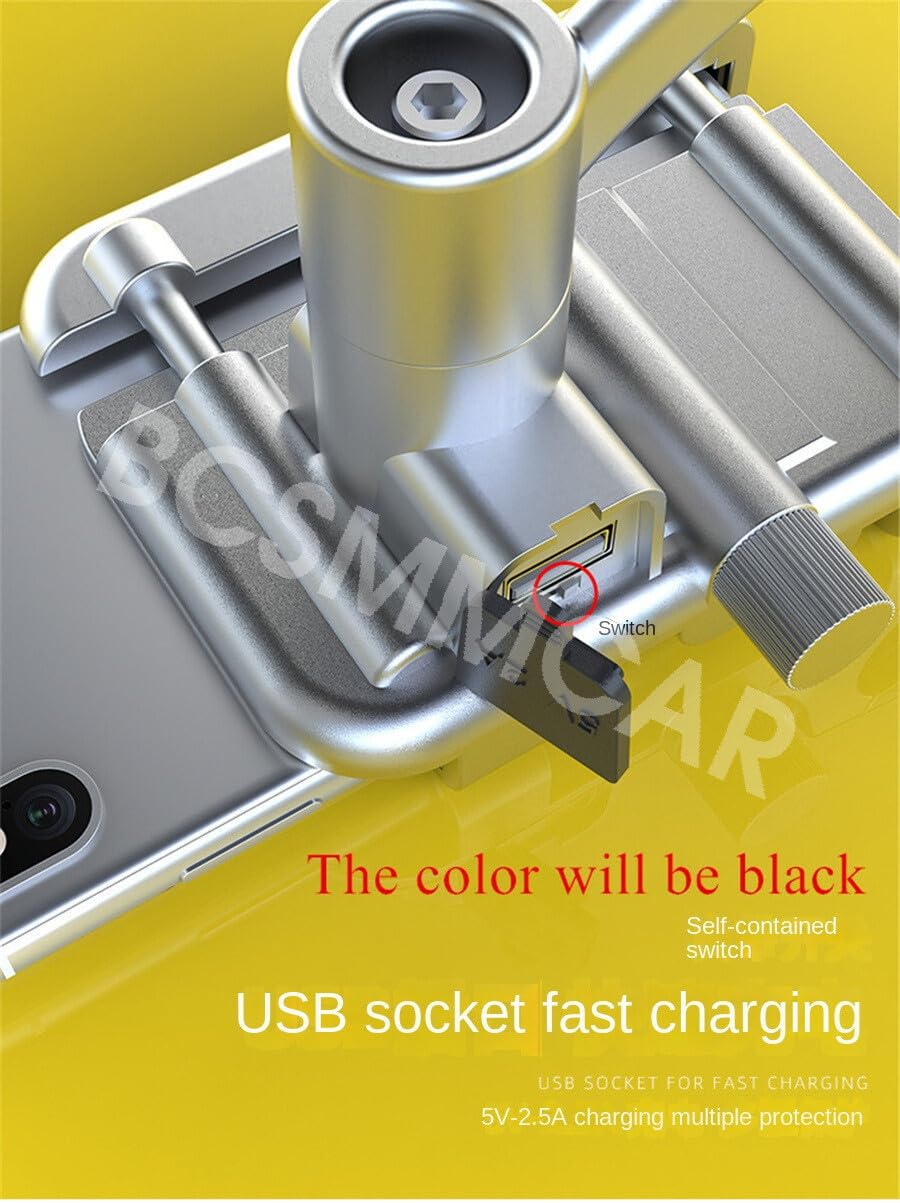 ya 6 8.14 360¡ã CNC Motorcycle ATV Cell Phone GPS Handlebar Mount Holder w/USB for Charger