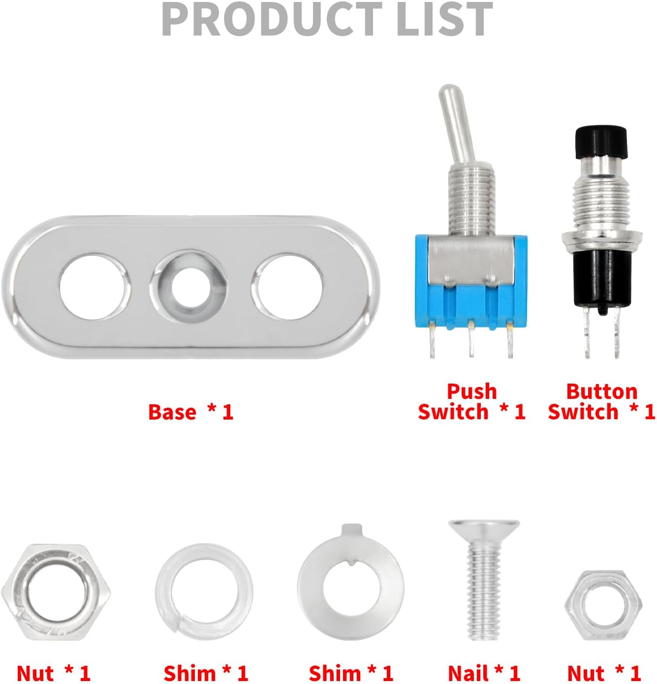 ya 4 8.24 baidi Chrome for Mini Control Toggle Push Switch ON/OFF Button For Universal 1 Handlebar