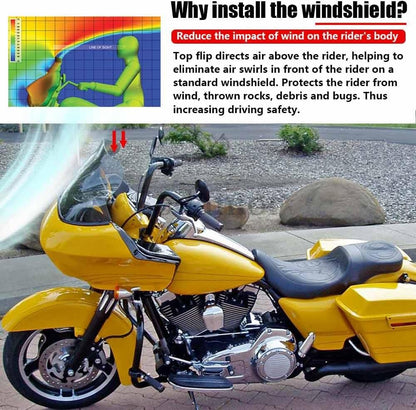 ya 23 10.7 baidi 12.5 Smoke ABS Wave Windshield Windscreen for Harley Touring Road Glide FLTR/Ia