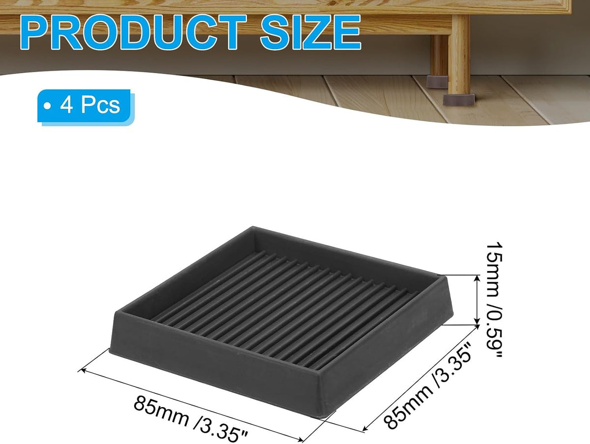 ya 26 10.21 baidi 4 Pack Square Rubber Furniture Pads 3x3 for Furniture Feet, Black