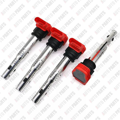 ya 9 10.24 4 ignition coils red compatible with for Audi S4 S5 A6 S6 A7 Q7 3.0T 4.2 5.2-