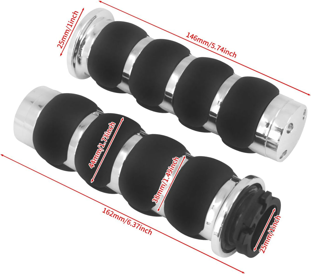 ya 11 9.14 baidiChrome 1 25mm Non-Slip Hand Grips for Harley Touring Road Electra Glide 96-2007