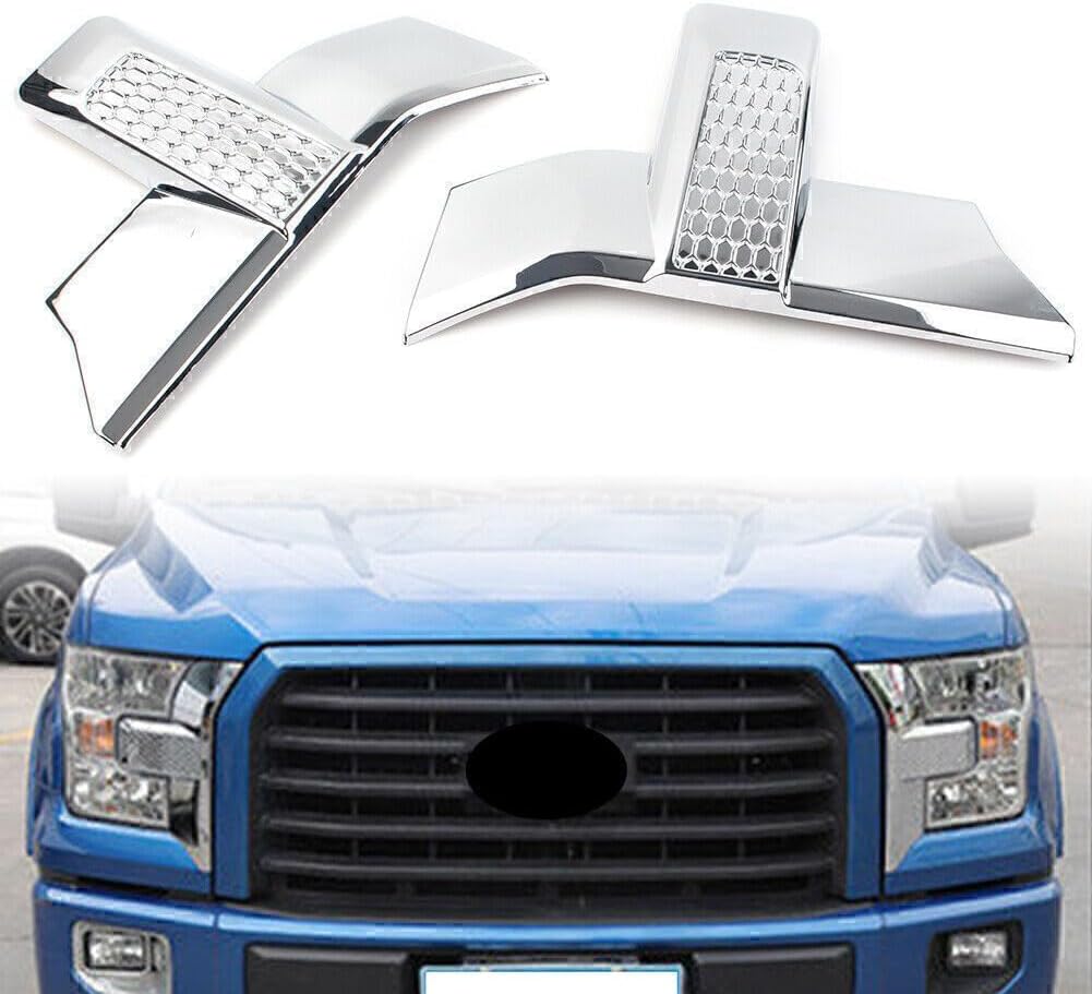 ya 4 8.8.2 2x Front Bumper Headlight & Grille Cover Fit 2015 2016 2017 for Ford F150 T Chrome