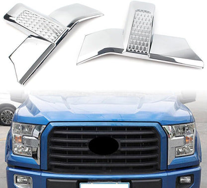 ya 4 8.8.2 2x Front Bumper Headlight & Grille Cover Fit 2015 2016 2017 for Ford F150 T Chrome