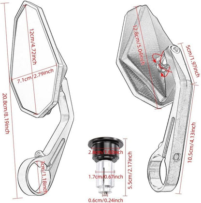 ya 2 8.15 CNC Motorcycle end-Stick Mirrors are Suitable for MT07 MT09 (13-2024) MT10 XSR700 FZ07 F09 and FZ1 Models.