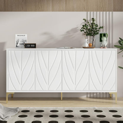 ya 28 10.13 baidi Creative Carved 4- Sideboard Cabinet Handleless Press-Open Multi-Room White