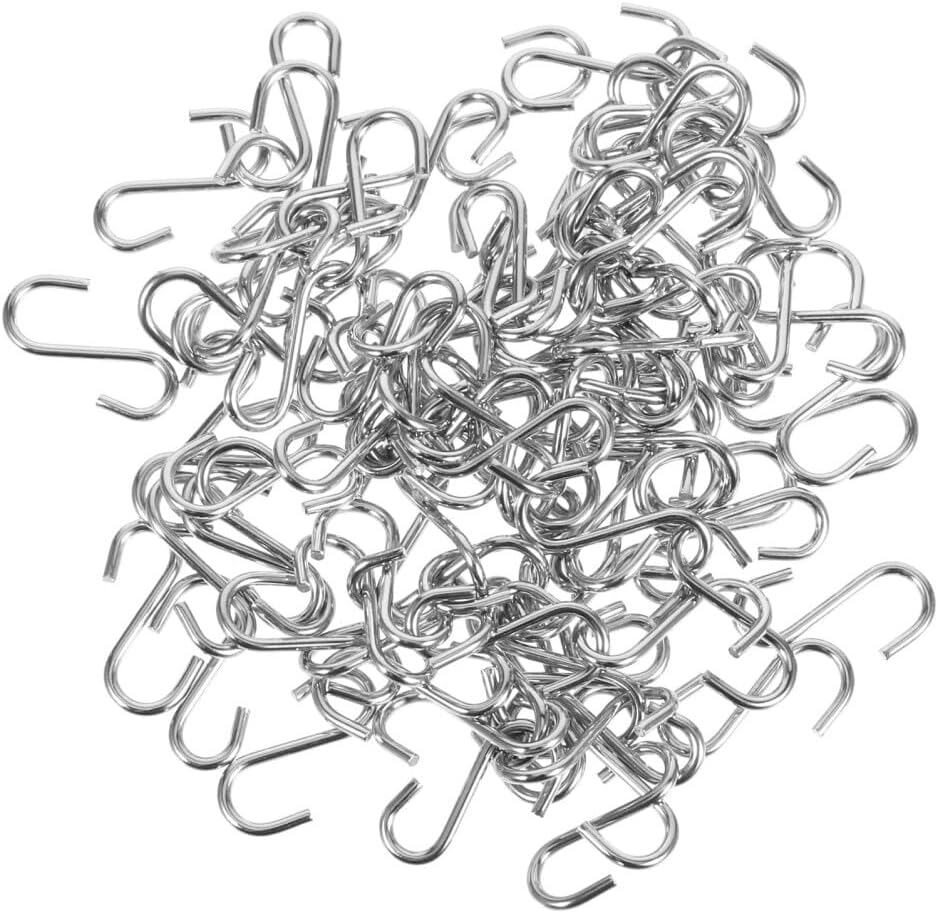 ya 26 10.21 baidi 100PCS Stainless Steel Hangers Metal DIY Jewelry Hanging Hooks S-Shaped Hooks