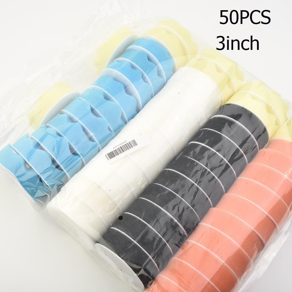 ya 13 9.15 baidi 50 Pack 3/75mm Sponge Foam Wool Polishing Cleaning Buffing Waxing Pads Tool Set