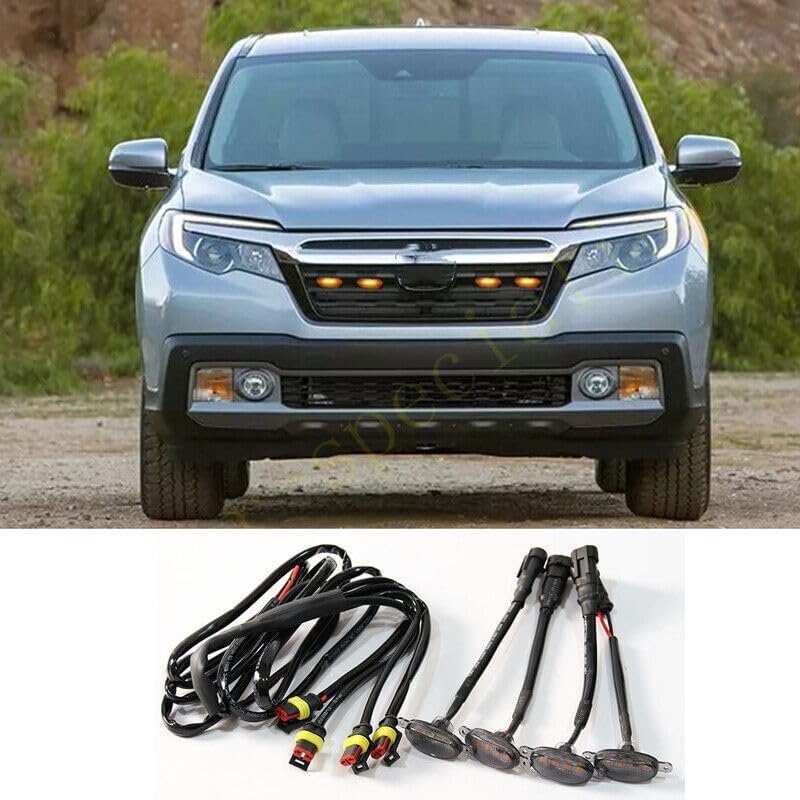 ya 7 8.24 baidi 4p for Honda Ridgeline 2017-2021 Front Grille LED Light Raptor Style Grill Trim