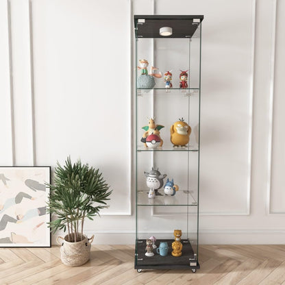 ya 28 10.13 baidi Tempered Glass Black Display Cabinet - LED Lights,1- 4-Shelf for Living Roo
