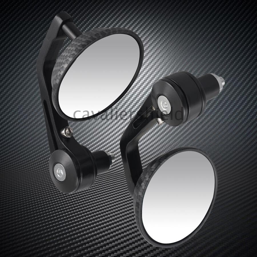 ya 13 9.15 baidi Pair 7/8 22mm Carbon Fiber Motorcycle Round Rearview Handle Bar End Side Mirror