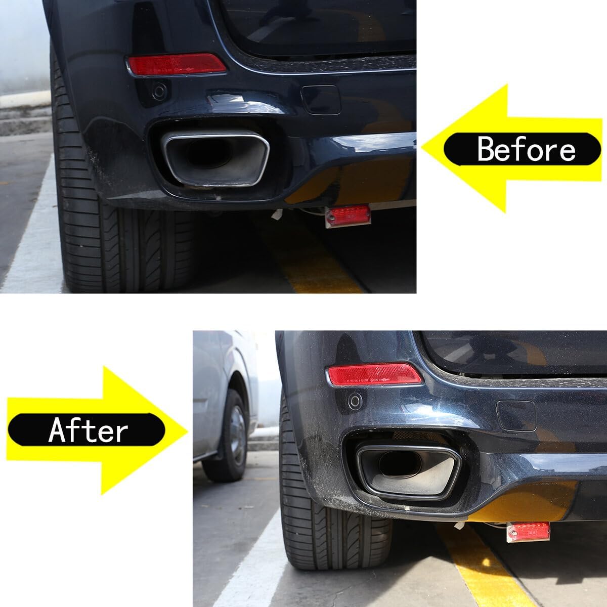 ya 6 8.24 baidi Smooth Black Steel Rear Tip Tailpipe for BMW X5 F15 X6 2014-18