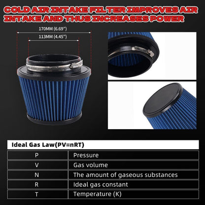 ya 13 9.15 baidi 4.5IN Inlet Truck Air Filter Dry High Flow Clamp-On Round Cone Air Intake Filter