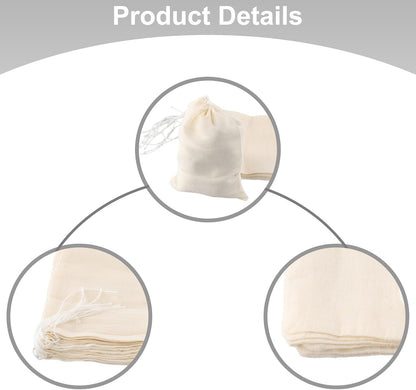 ya 14 9.20 baidi 10pcs/set Cotton Muslin Drawstring Straining Bag For Spice Herb Bouquet Garni-1