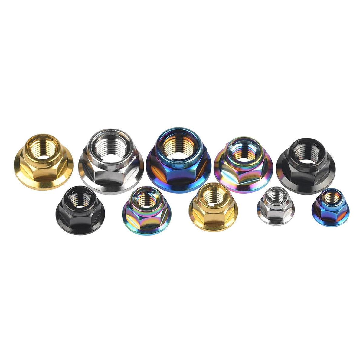 ya 15 10.19 baidi 6pcs Titanium Nuts M6 M8 M10 M12 Flange Hex Ti Alloy Nut with Metal Lock Grade 5