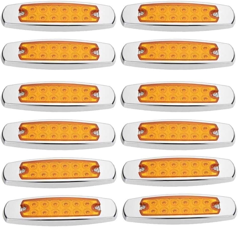 ya 13 9.15 baidi 12pcs Amber 12-LED Side Marker Lamp Fish Shape Freightliner Truck Trailer L
